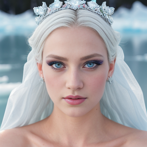 4. Дама Бубен (Diamonds) — «Ледяная Сирена» / «Icy Siren»
Main subject: the same person from the uploaded photo. Preserve face, identity, proportions, and likeness. No changes.
The person is styled as an “Ice Queen” character:
– Diamond white, ice blue, silver, crystal clear, frosty lavender tones
– Icy chiffon, faux ice fur, crystal mesh, crushed mirror embellishments
– Glass-like accessories, clear crystals, holographic film accents
– Ethereal, fragile, yet sharp couture aesthetic.
Accessories:
Delicate silver snowflake jewelry, hair pins with clear droplets.
Makeup:
Frosty white and pale blue eyeshadow, diamond glitter tears.
Icy highlighter, pale glossy lips.
Pose & Expression:
Ethereal, distant, mesmerizingly calm.
Graceful, fluid pose, as if floating in arctic waters.
Card corners: Q ♦