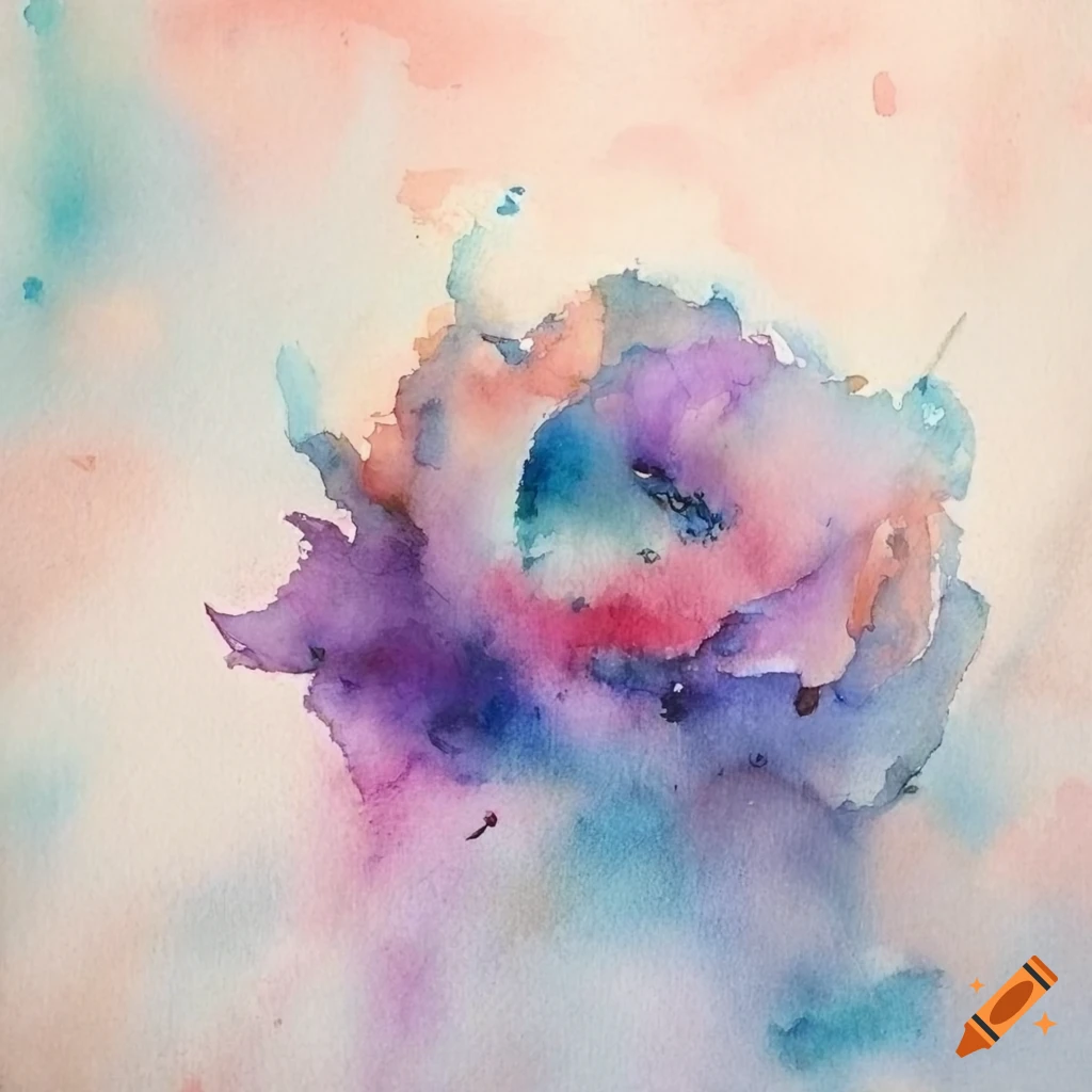 impressionist watercolor painting of phaenecoma prolifera in soft muted tones and teal petals