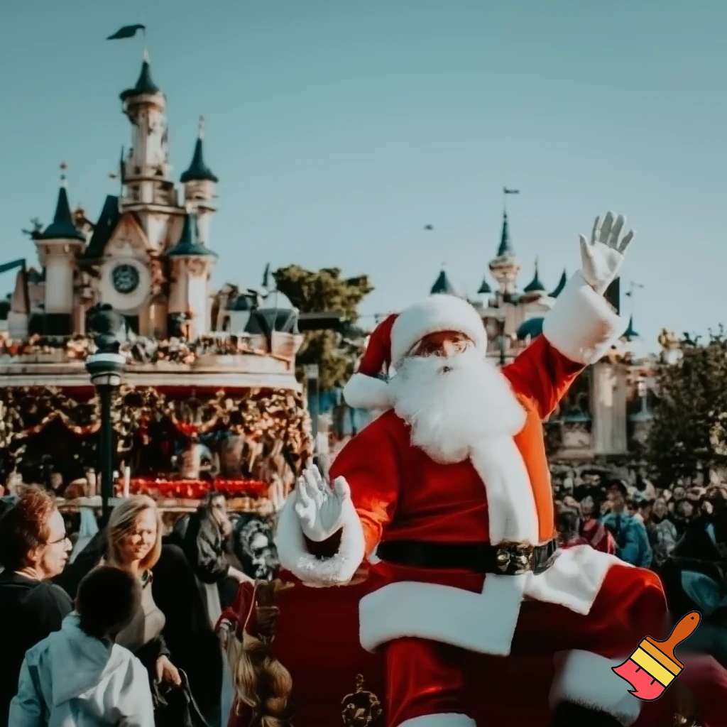 Santa Claus Paris in Disneyland parade real people