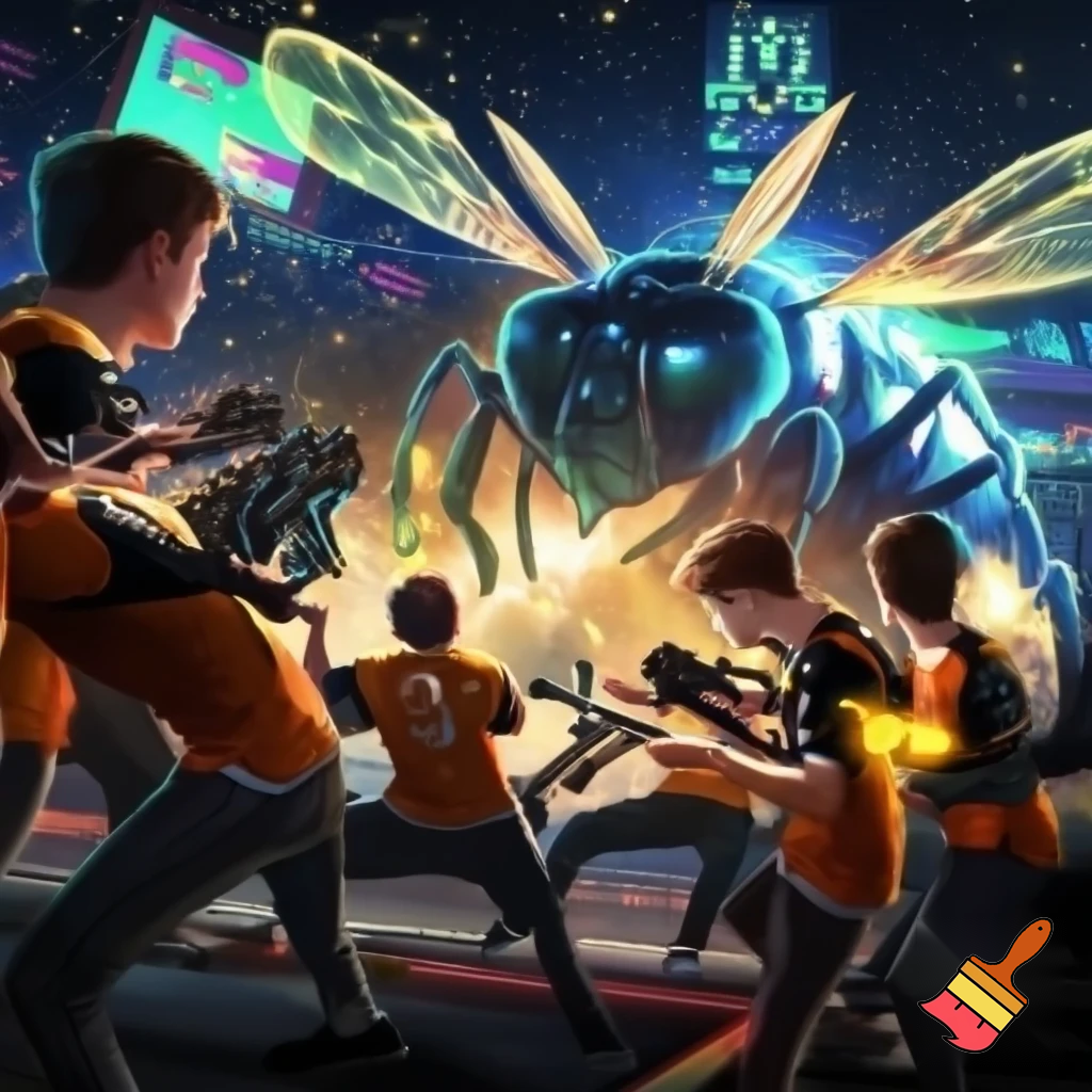 esports team fnatic fighting a big bee
