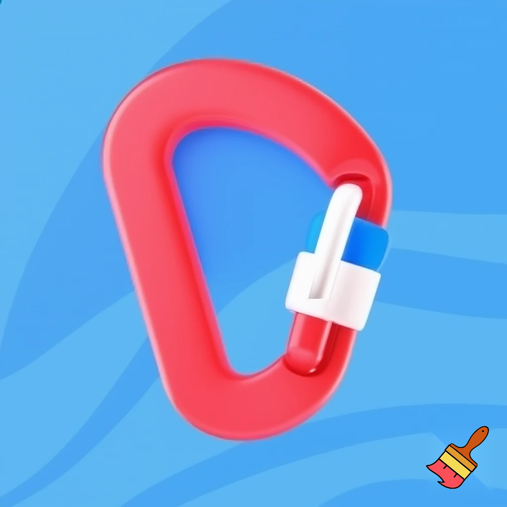 single icon of carabiner in cartoon style 