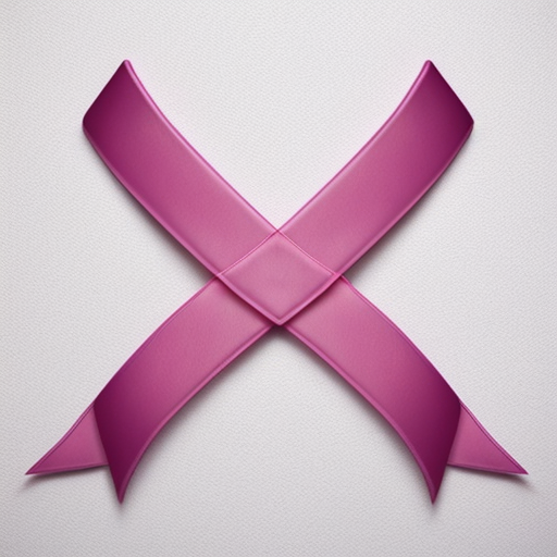 Pink cancer ribbon on white background
