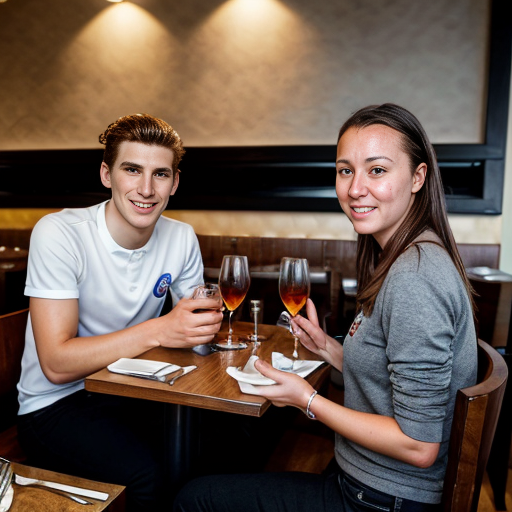 Goretzka and Vanessa at the restaurant 