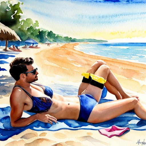 2 mans in a beach, one higschool girl in with swimsuit in one of the mans lap, the other man holding her swim bra shes wearing, laying down