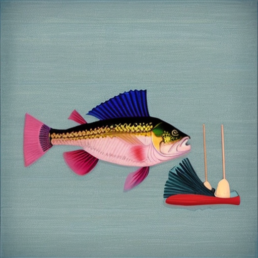 Make me a cool flag with a bass fish 
on it like the American flag but light blue and pink
