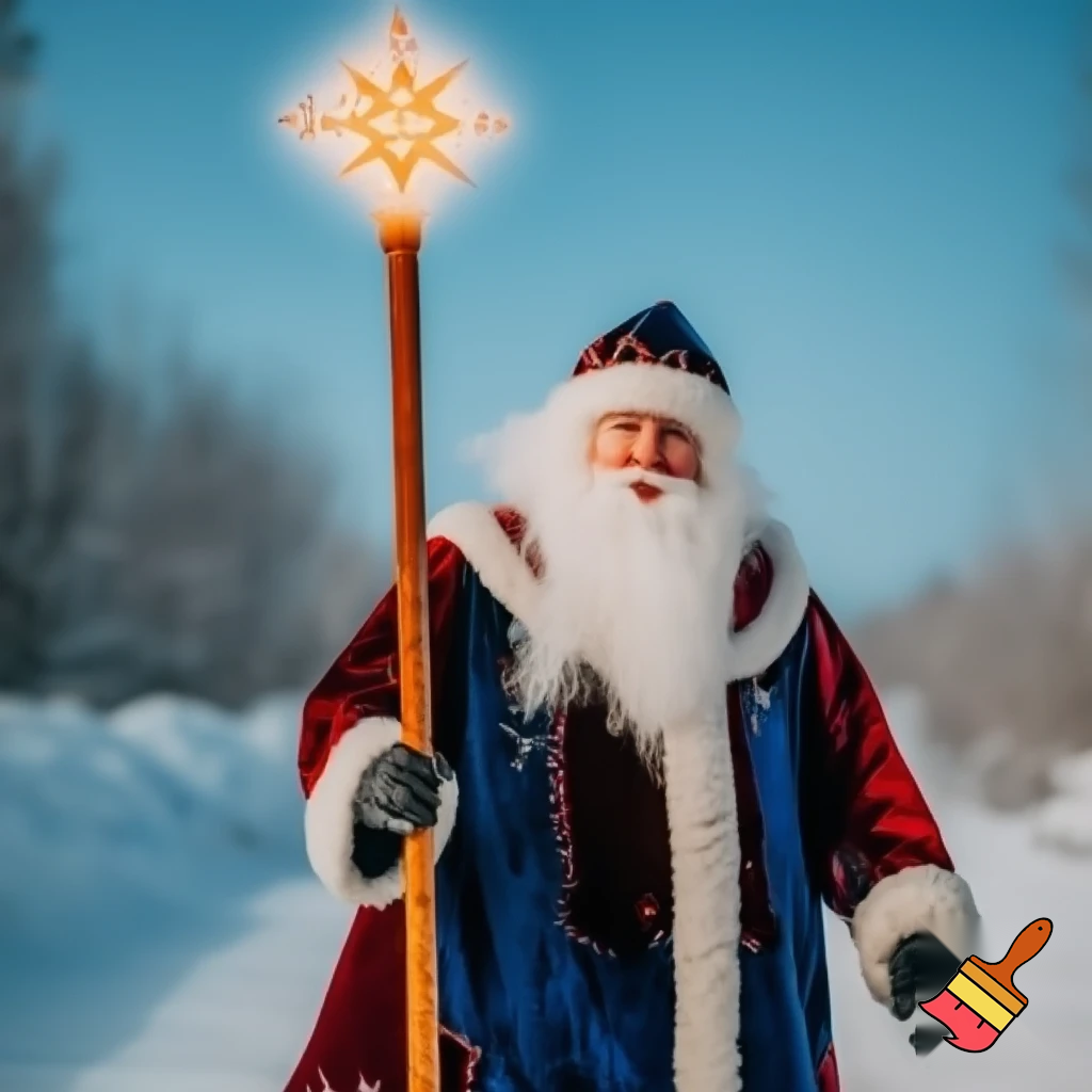 Russian Santa Claus magic one staff walking stick with a star real Santa Claus, Santa Claus the real person