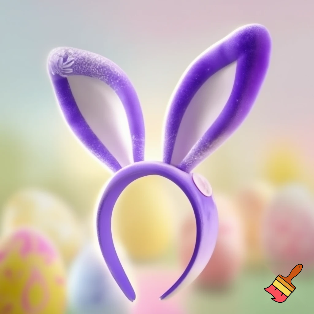 Easter bunny headband velvet Easter bunny, bunny ears, purple and white bunny headband