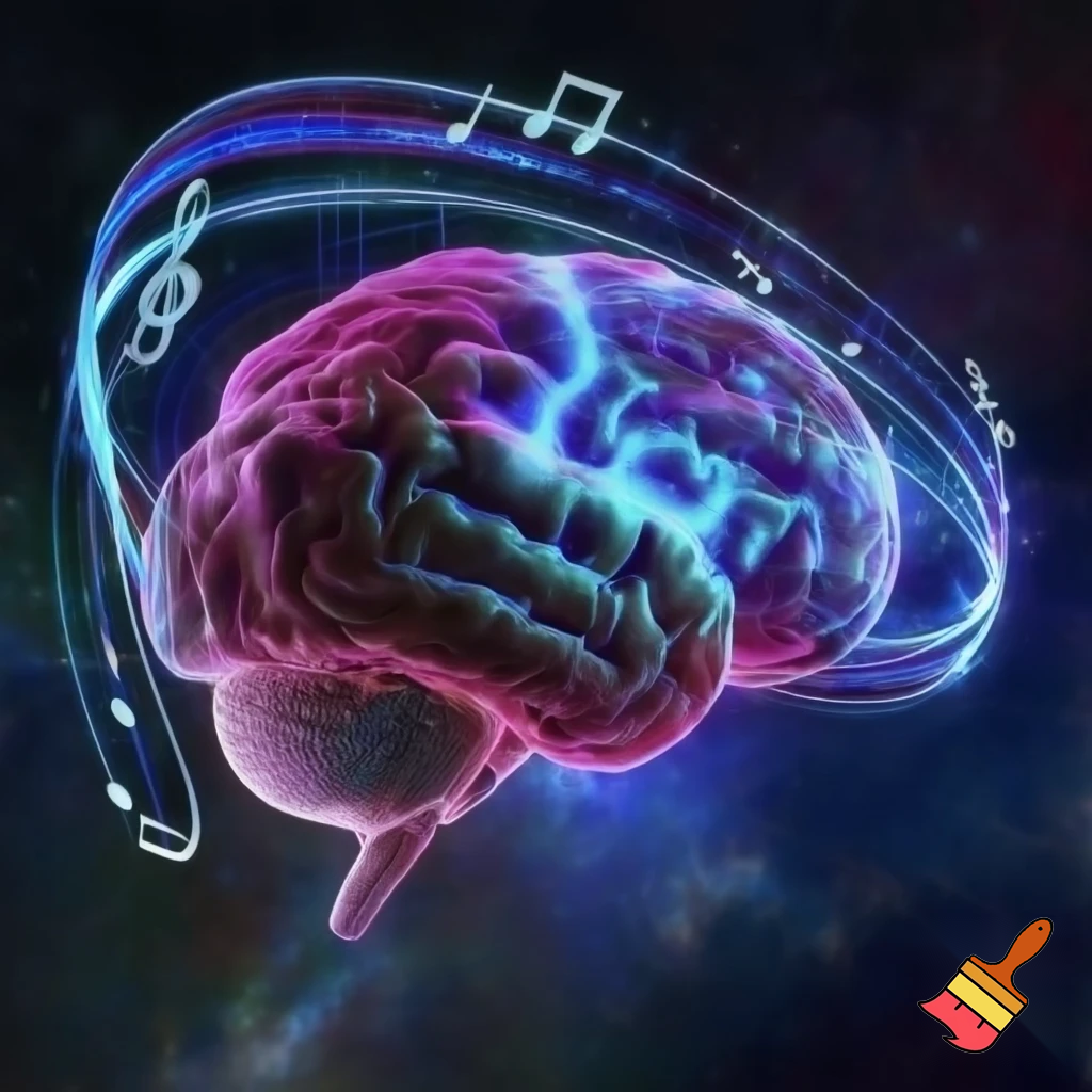 music swirling around a brain