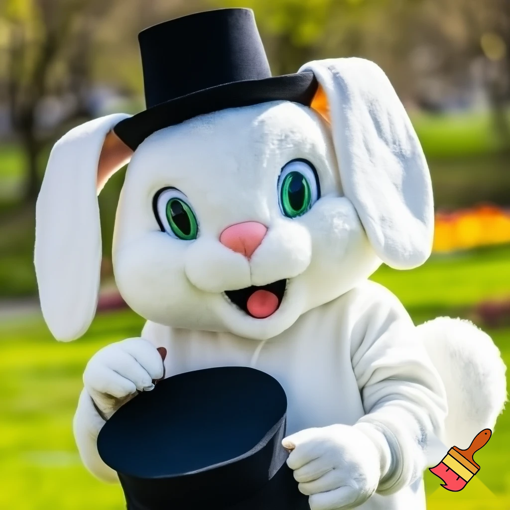 Easter bunny mascot top hat costume