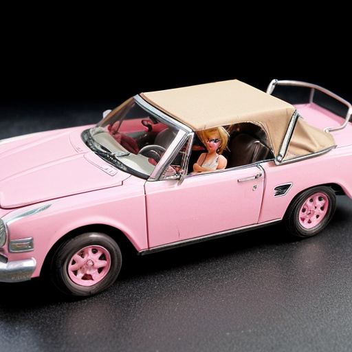 

Case 1 : voiture décapotable rose en panne avec fumée, Ken retrousse ses manches avec confiance devant le moteur, Barbie lève un sourcil sceptique.

