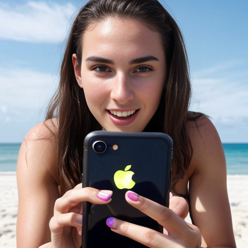 Goretzka play game on apple phone and Vanessa play game on apple phone at the beach 
