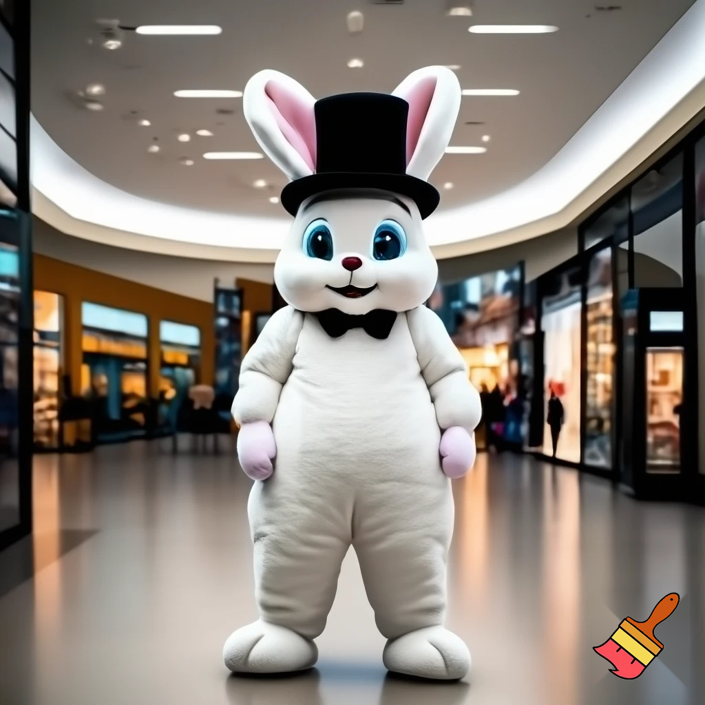 Mascot costume, Easter bunny top hat special top hat falcon gate shopping centre