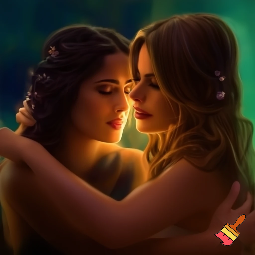 Salma Hayek and Sofia Vergara kissing each other