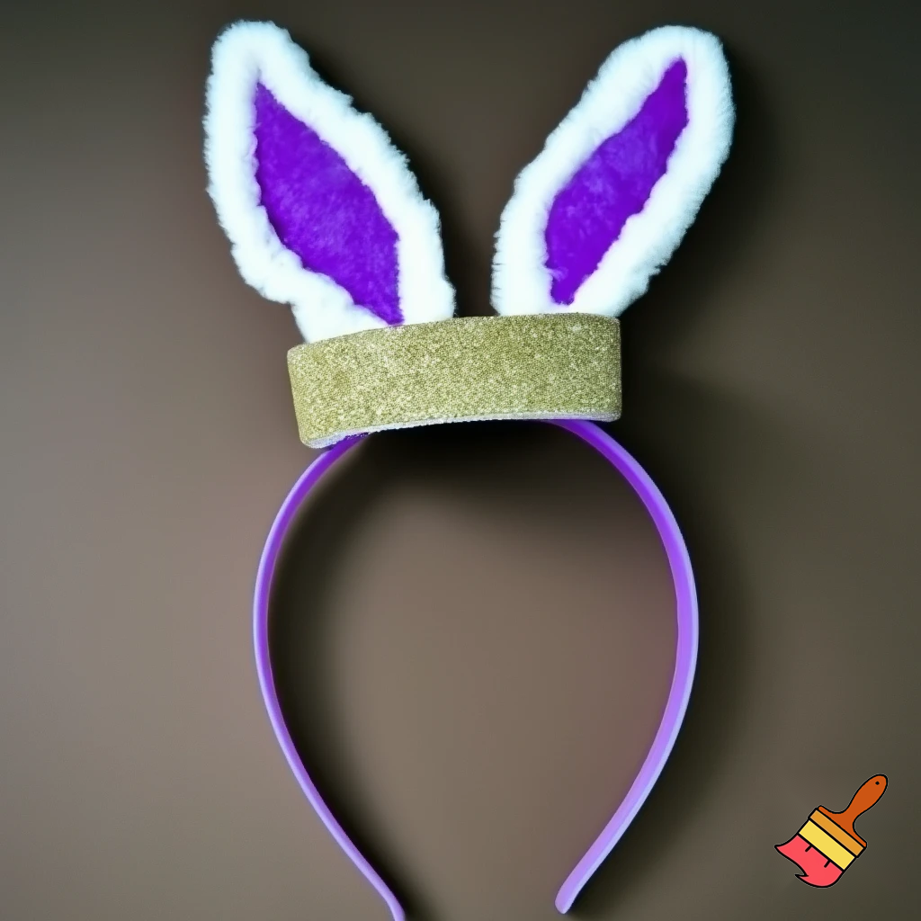 Easter bunny headband, top hat, purple and white with glitter gold purple glitter velvet and delicate top hat headband