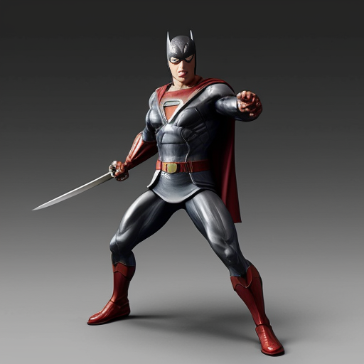 Superhero Timebreaker - bold, with silver eyes, wearing grey makintosh, have a katana