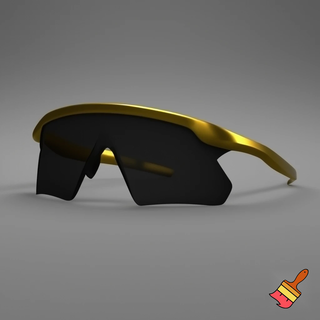 super-sport sunglasses with black tinted lenses and gold-yellow arms 