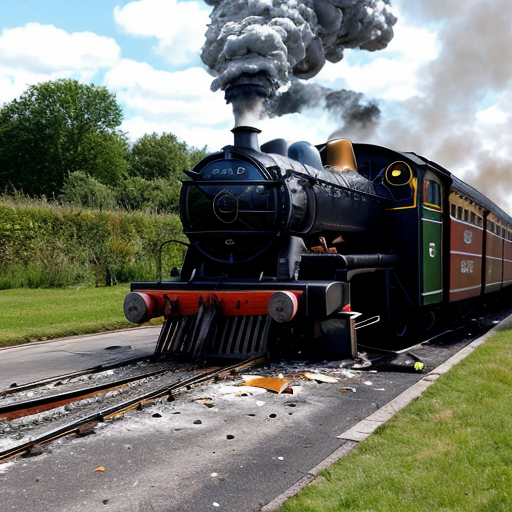A steam train crashes