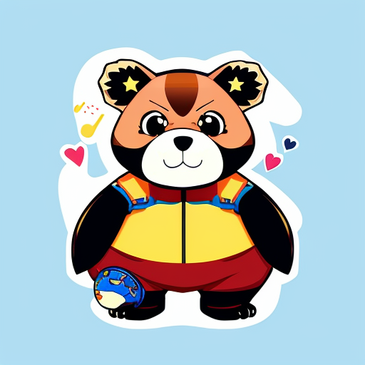 bear kangroo hybrid line art cartoon style line art
