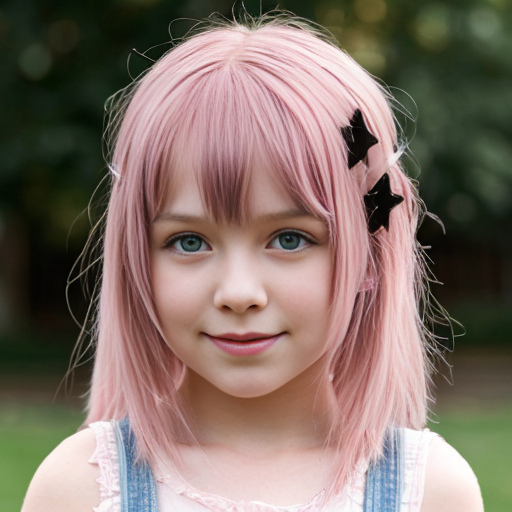 little girl real live pink hair with star clipes