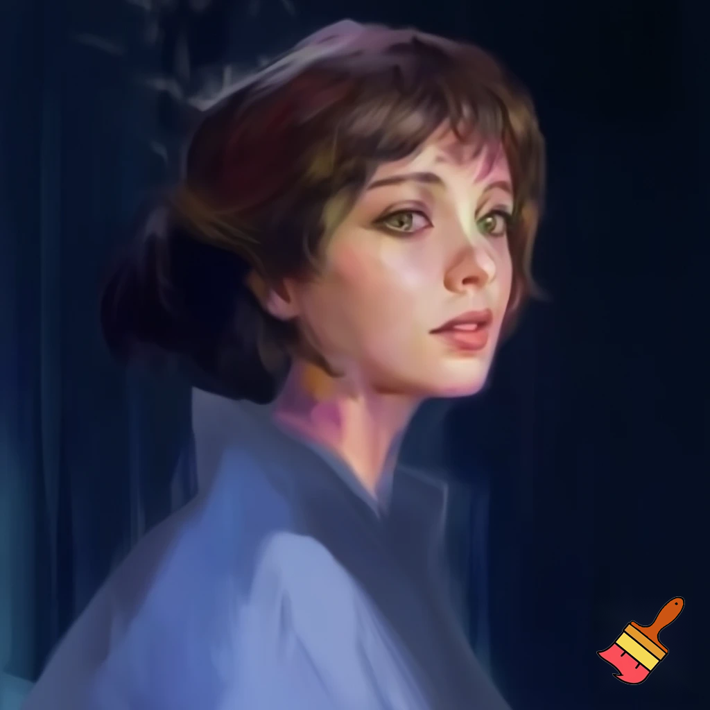 draw a picture of a woman who is feeling hope for external validation. The tone is emotionally haunting because internal validation is more fulfilling than external. Provide a variety of styles, such as oil, watercolor, abstract, impressionism, but not cartoon or photo realistic. Also offer a variety of settings such as outdoors, cityscape, residential, garden, space, technology, water, etc. 