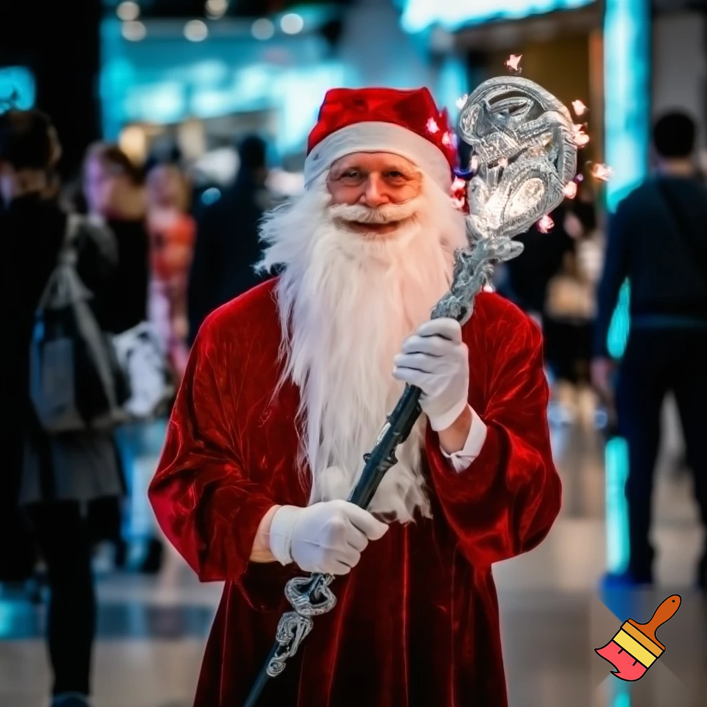 Santa Claus magic walking stick staff Russia shopping Centre Australia shopping immune in a star