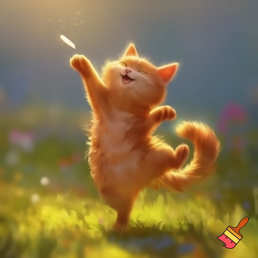 cat standing up dancing
