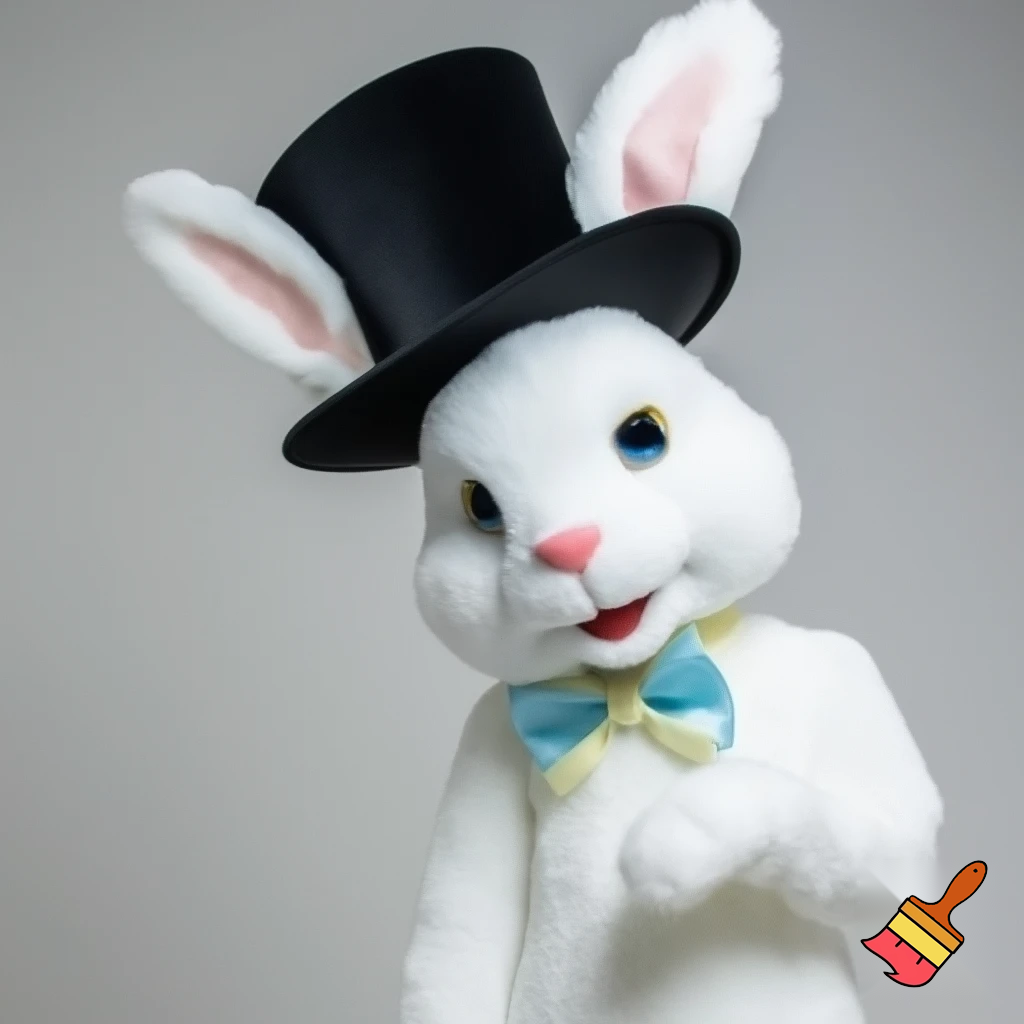 Easter bunny mascot top hat costume with a