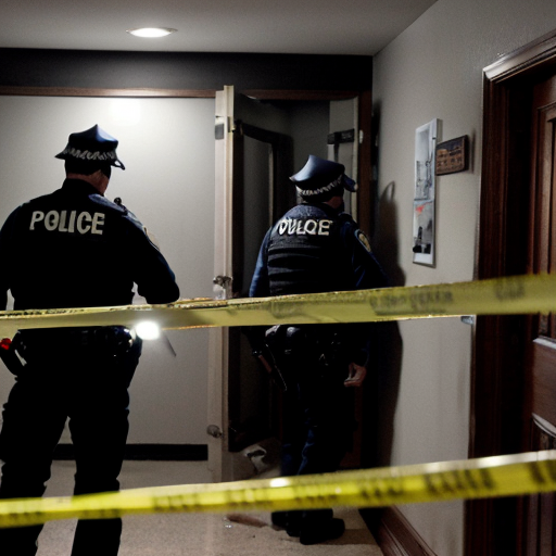 POLICE ENTERING BASEMENT, FLASHLIGHT SCANNING ROOM, CRIME SCENE TAPE