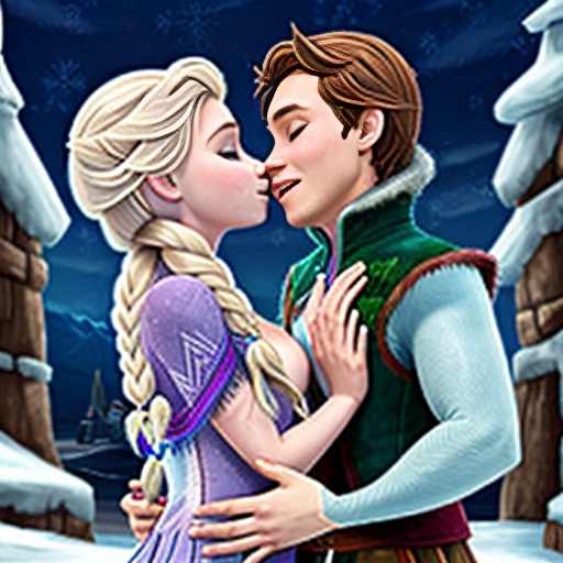 Anna of Arendelle kiss nipples of Elsa of Arendelle