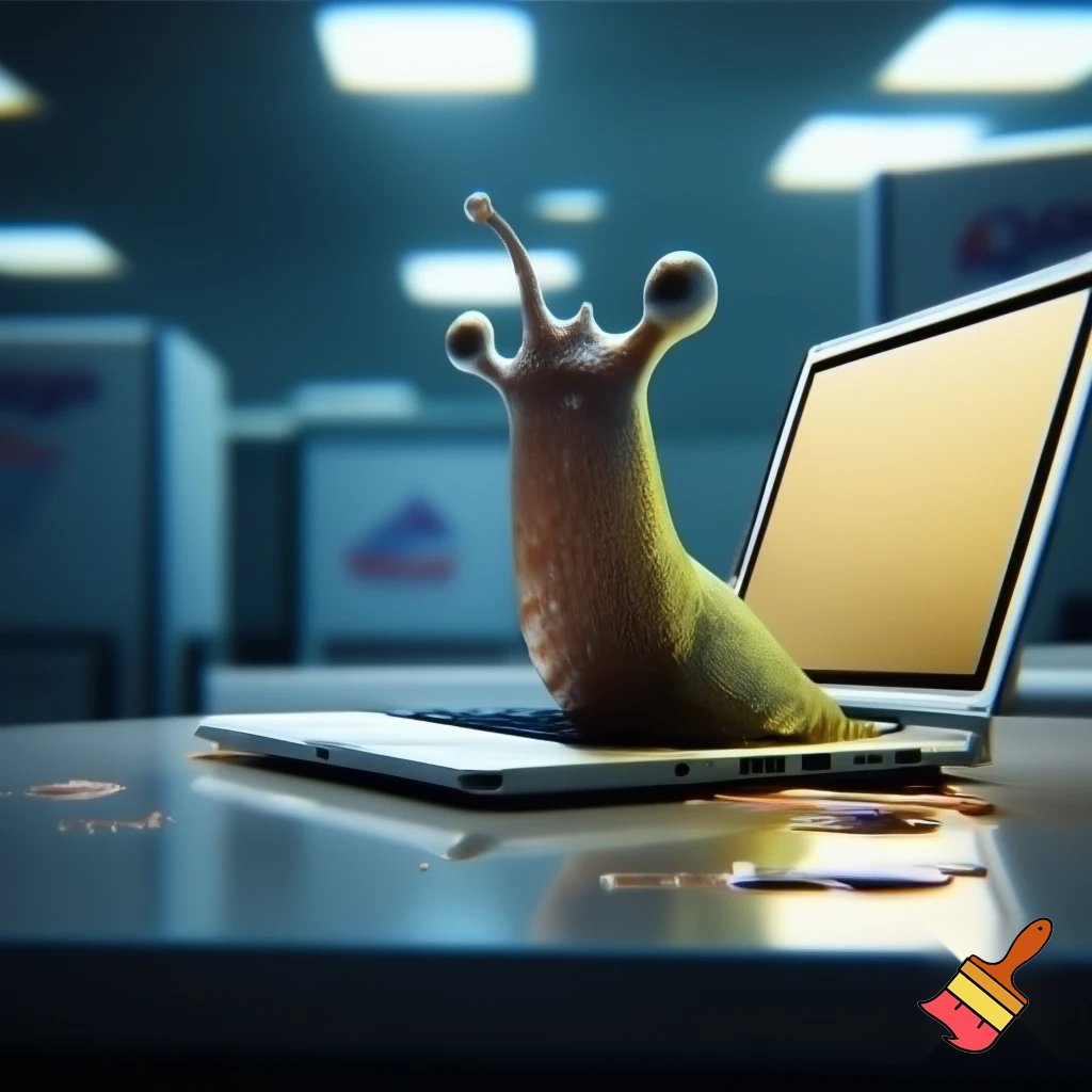 corporate slug typing on computer