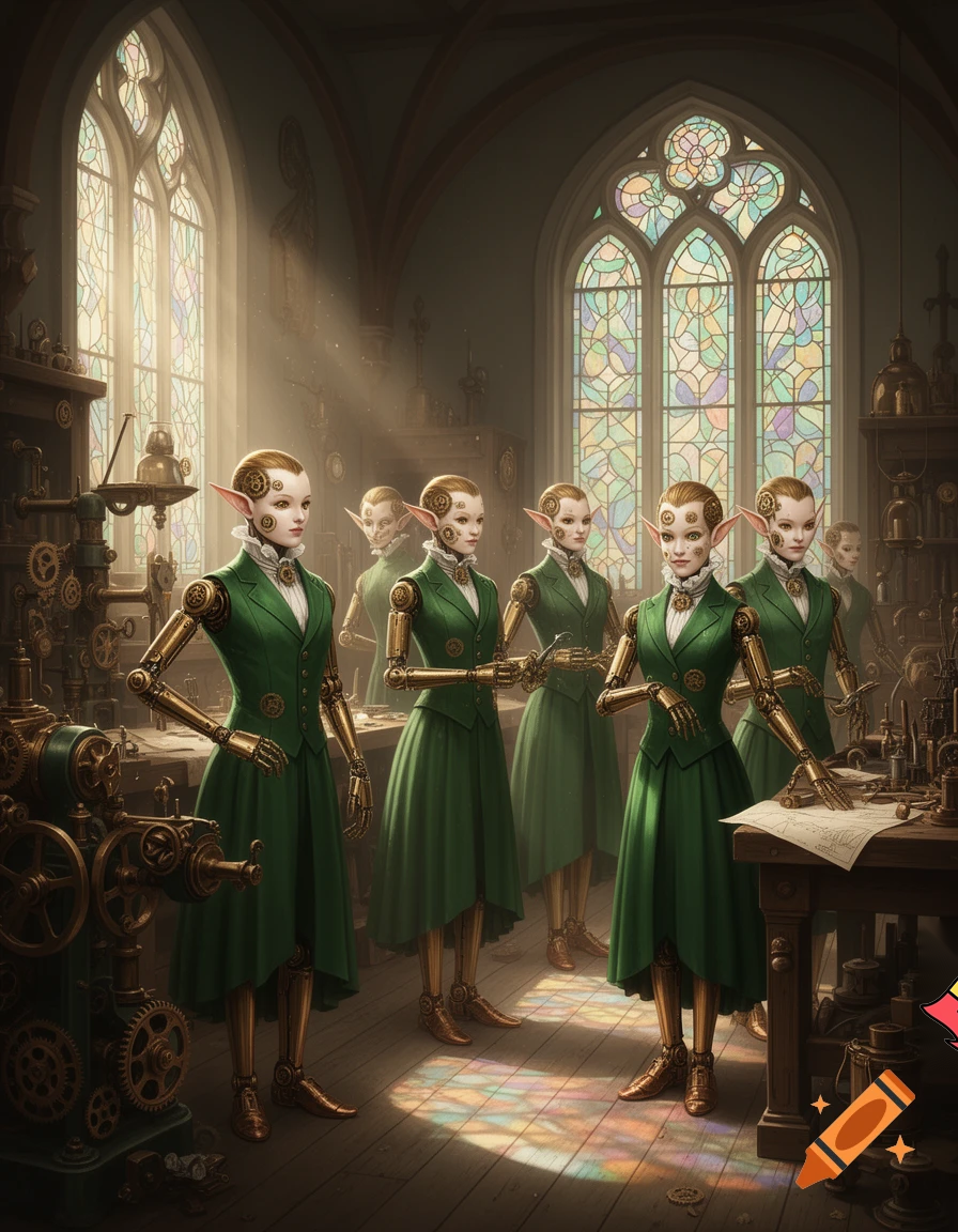 Green Edwardian Robotic Elves 