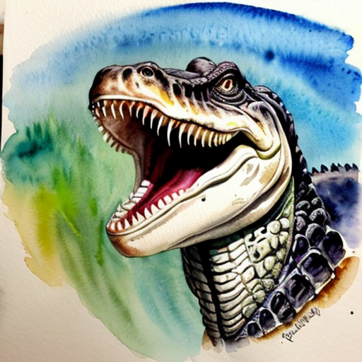 The scary crocodile that ever saw. It is a Deinosuchus (a crocodile ancestor in dinosaurs era). The Deinosuchus Have dark purple skin and it have light brown underbelly