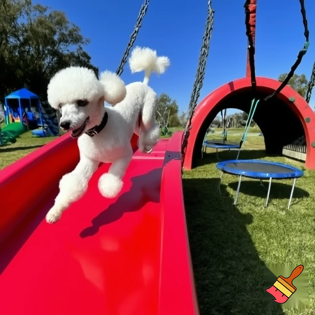 Was a kid buying a youngest dog named that was a poodle named Molly Molly was playing at a park with slides that were made from plastic and she can fly on there were small for her the swings were big for her the trampoline with small for her and the tunnel they had was big for her