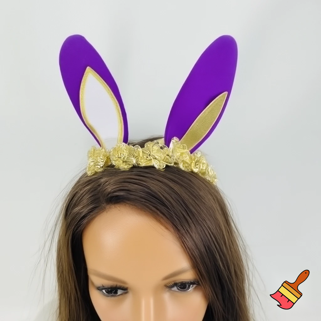 Easter top hat headband Easter bunny headband, purple and white with gold Easter top hat headband and fabric velvet and fabric velvet top head headband top hat headband