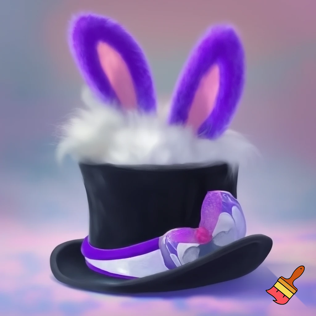 Black top hat with bunny ears velvet white and purple purple and white headband fabric and velvet glitter, purple and pink special present true special and delicate velvet white purple Easter bunny is bunny top hat velvet?
