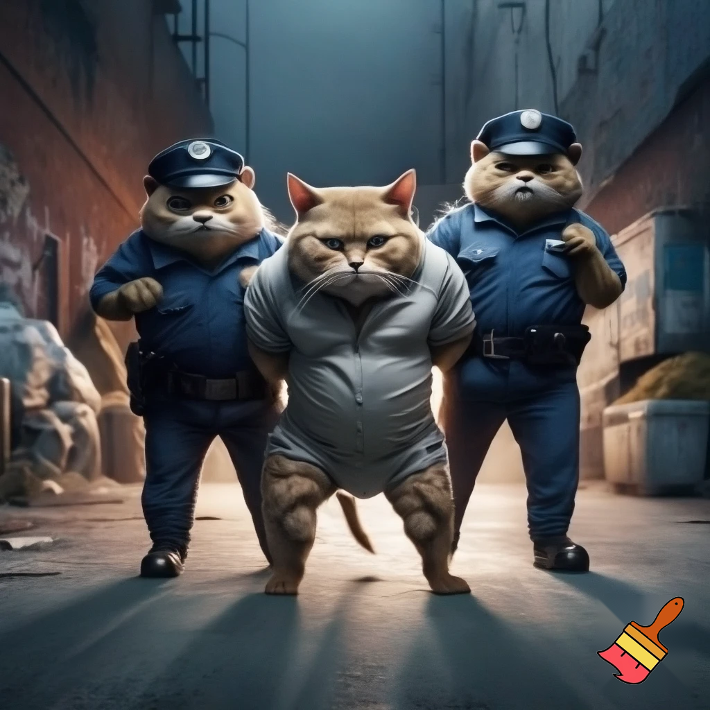 buff cat getting arrested 