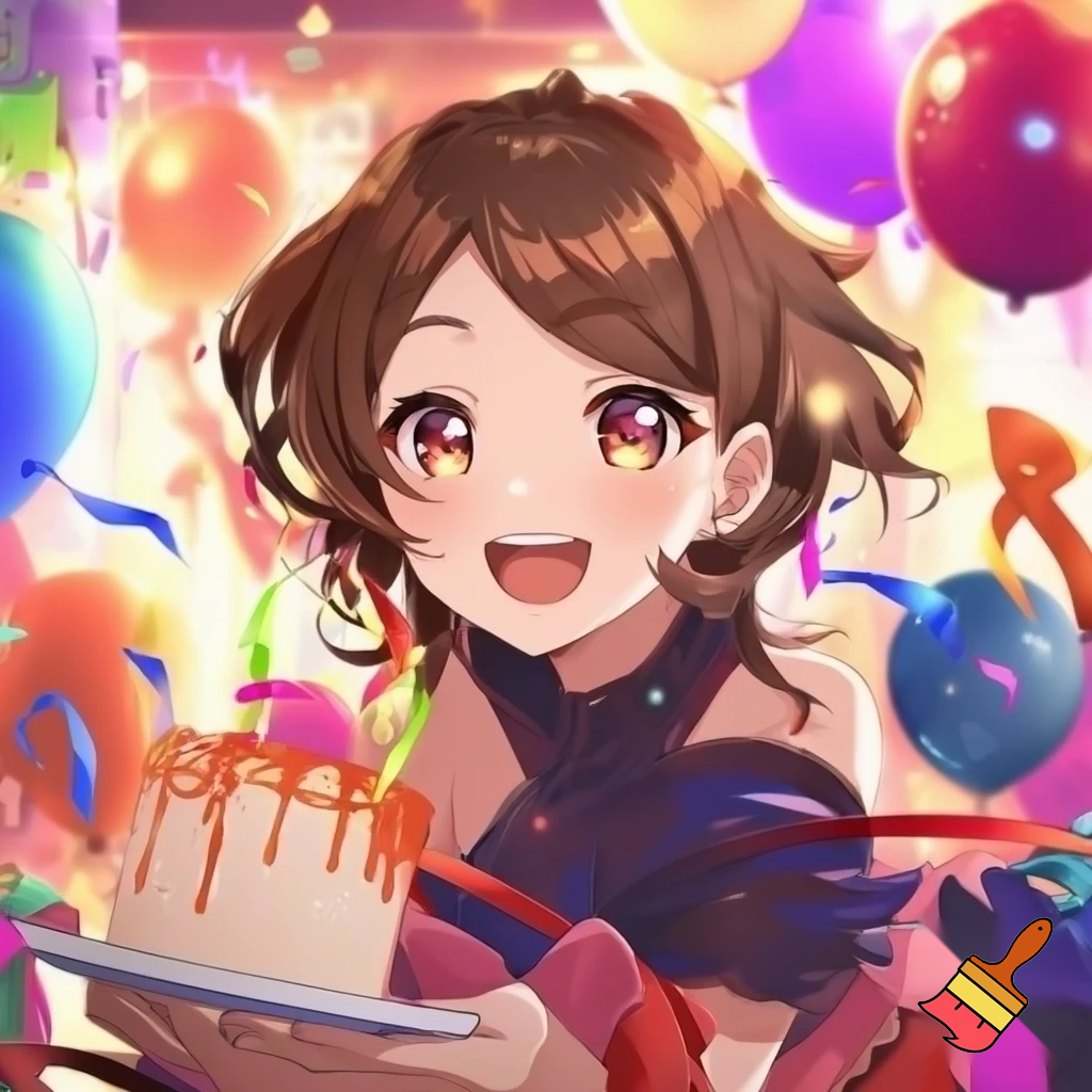 Anime girl in bday