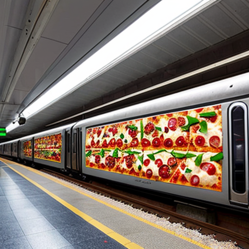 train made to look like pizza