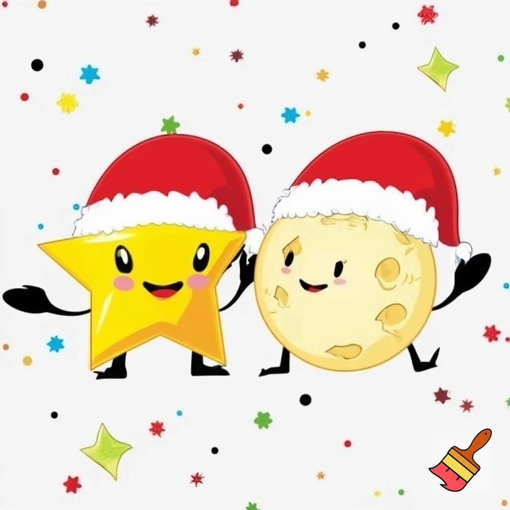 Star and the moon christmas cartoon