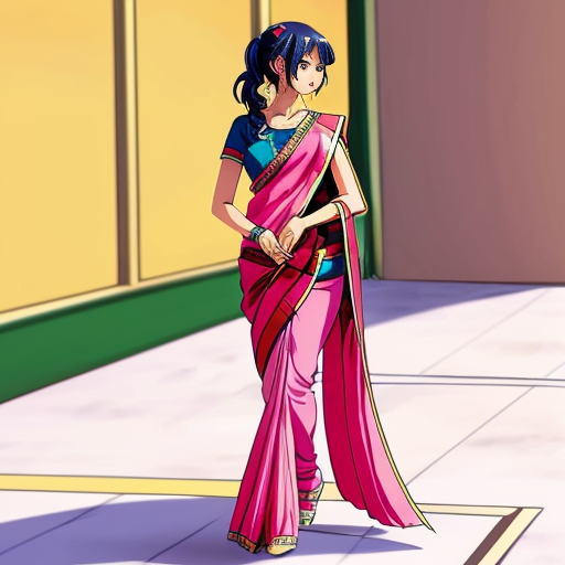 Girl in saree in step by step