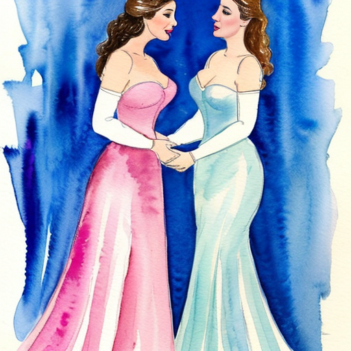 Cinderella in a pink gown, having her dress ripped apart by two elegant women in untouched gowns. full body view. The two elegant women are enviously tearing pieces of the pink gown off. The bodice of the pink gown has a large tear, a sleeve is missing, and there are multiple significantly large tears in the skirt. Both jealous women are currently ripping a piece of the skirt off.