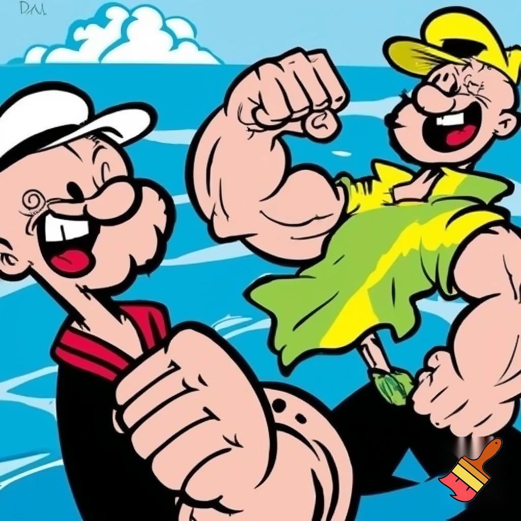 Humans in the style of Cartoon Popeye