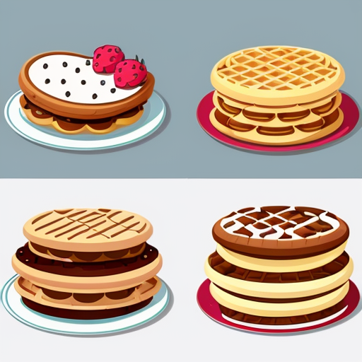 Cartoon waffles and cookies