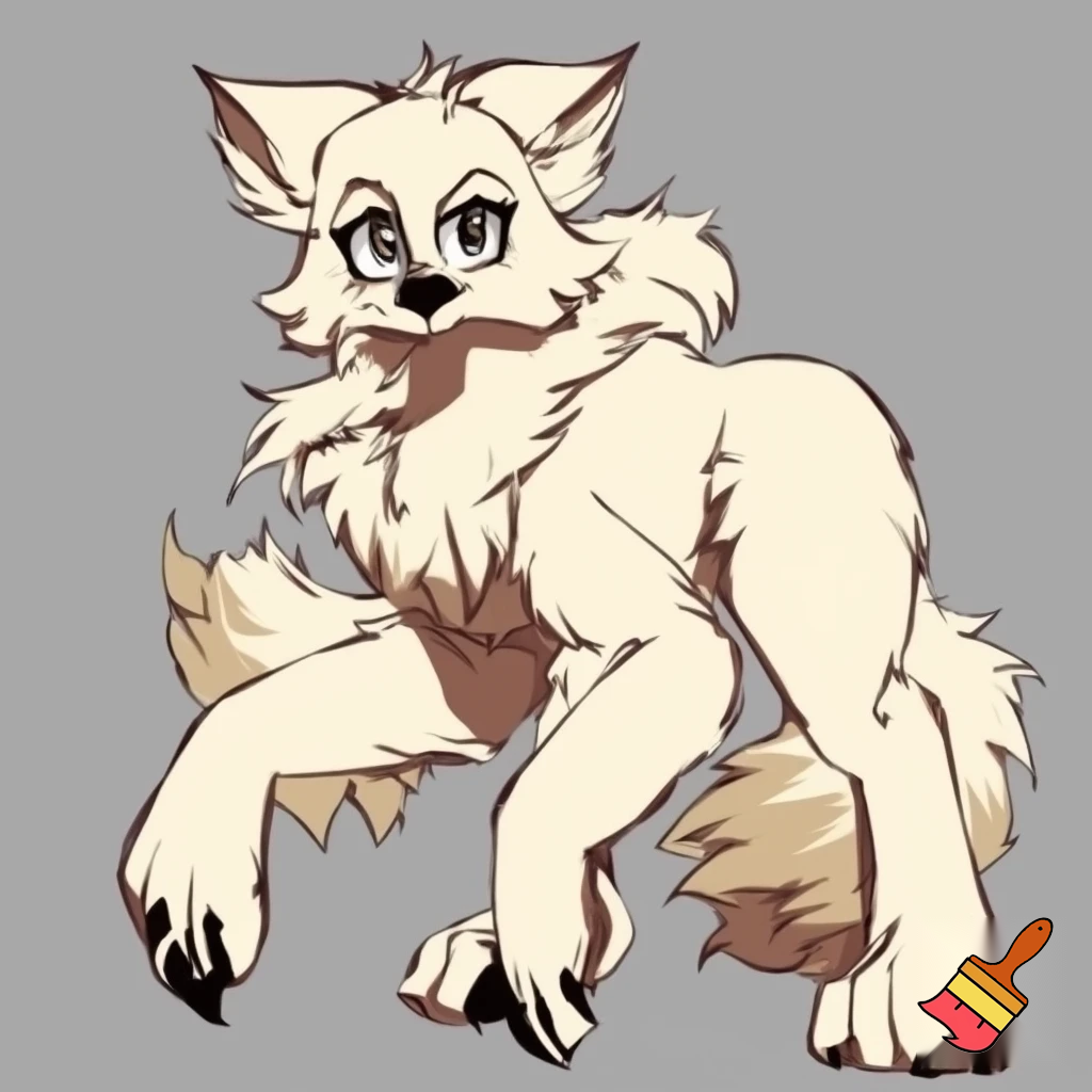 Cream anthro wolf