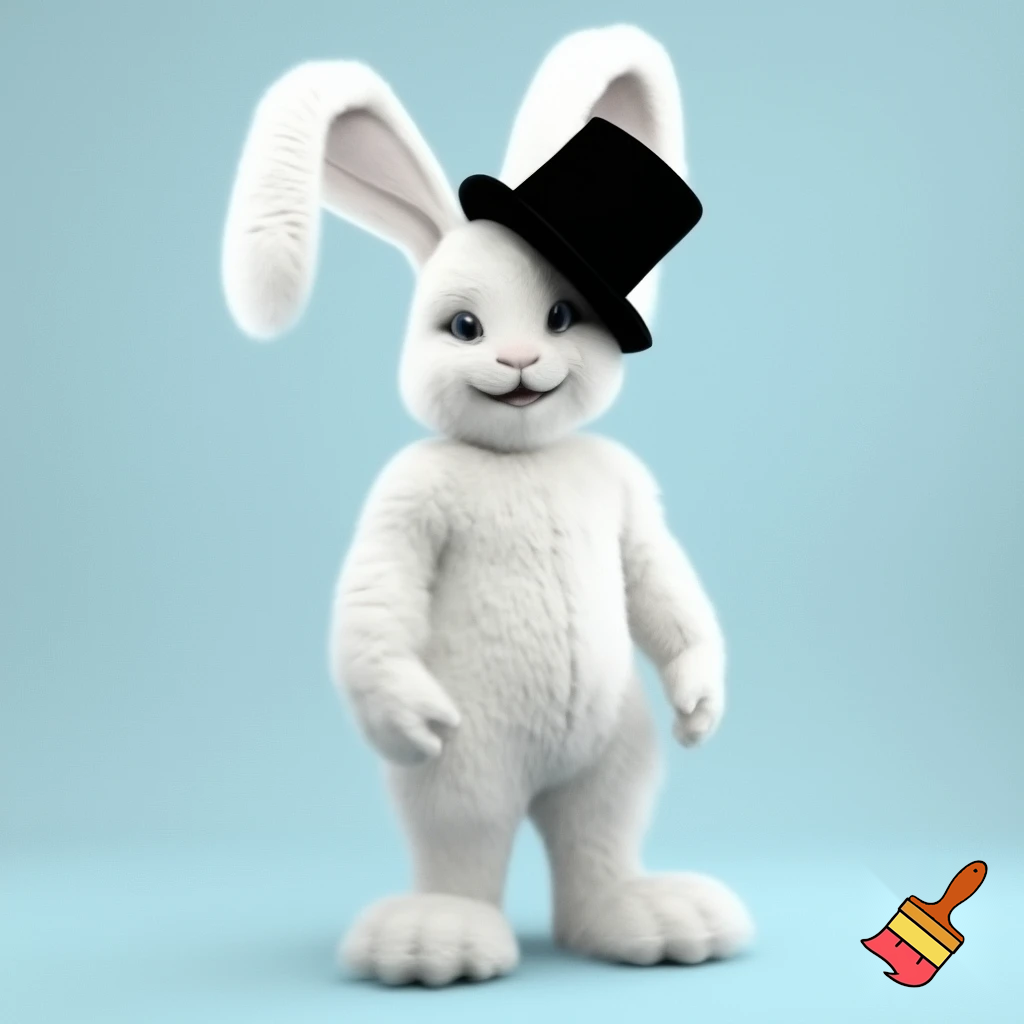 Easter bunny mascot with the top hat costume🏬🌟