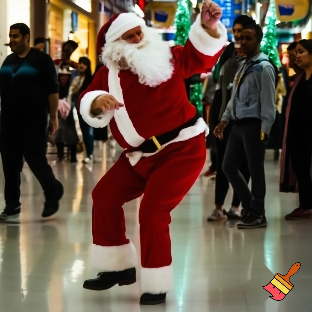 Santa Claus dancing shopping Centre