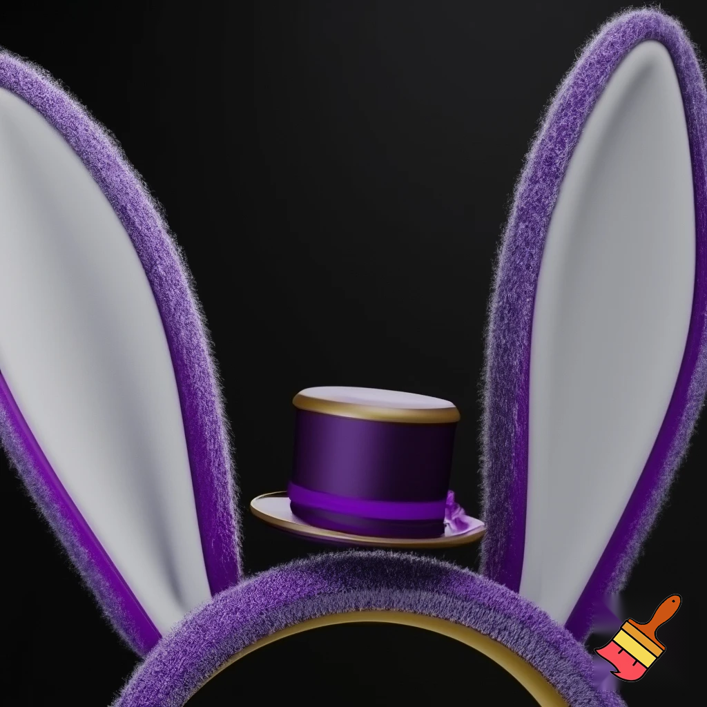 Easter bunny top hat headband, purple, purple and white Easter bunny ears top hat purple or white gold