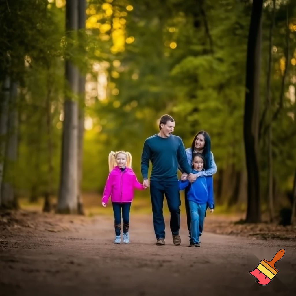 Family of 4 in the woods

