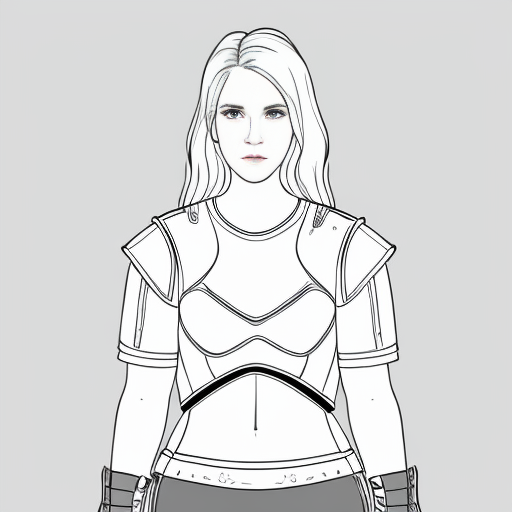 young tall white-haired woman in armor is sad because she lost her knife.