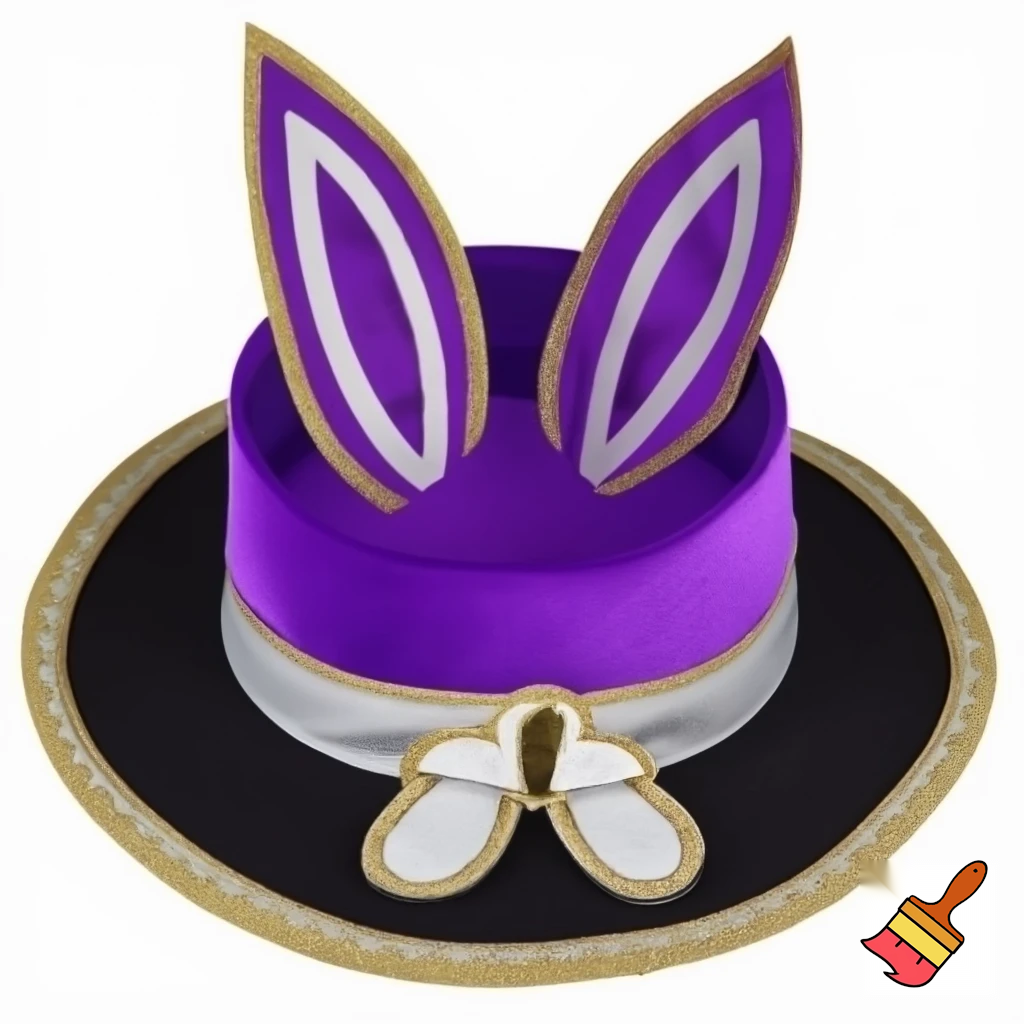 Easter bunny top hat headband, purple and white gold and silver top hat black purple dark purple special hat in delicate purple white, purple and white gold golden silver patterns Easter top hat